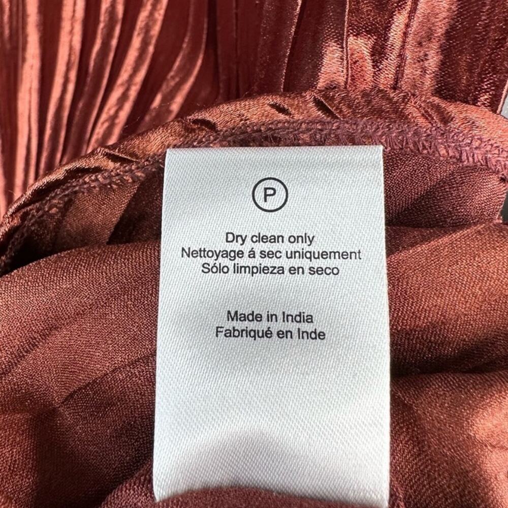 Anthropologie Guapa Pleated Satin One-Shoulder Mini Dress Bronze Size 6 New - Picture 12 of 13